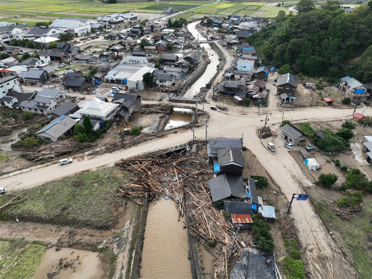 豪雨による河川の被災現場